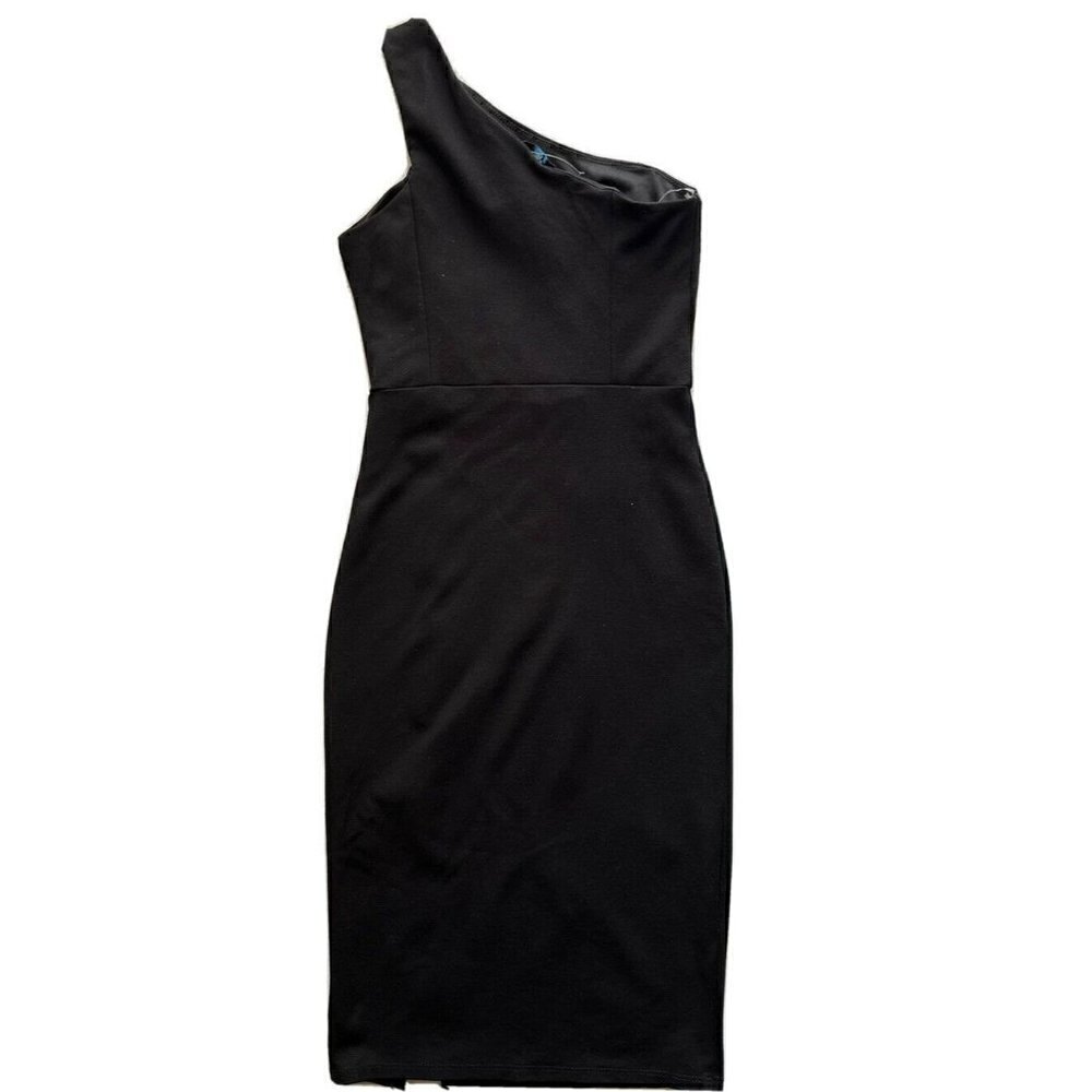 Soprano Black One-Shoulder Bodycon Dress Sleek Party Sz XS